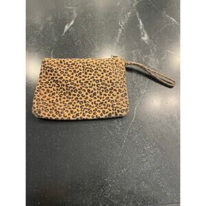 Cheetah Felted clutch, wristlet or cosmetic bag 11" X 9"